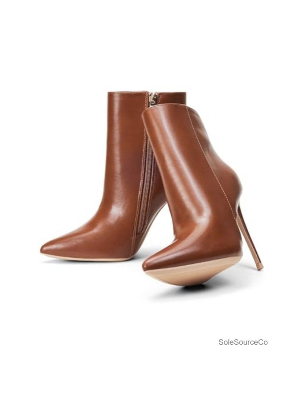 Women Heeled Ankle Booties, Pointed Toe 4" Stiletto High Heel, PU Leather, Side - Picture 4 of 6